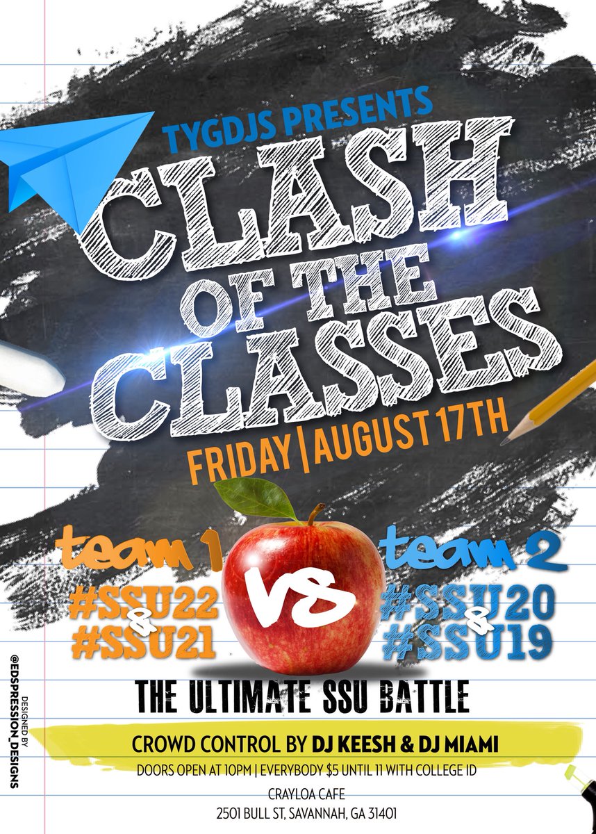 CallHimMiami's tweet image. #SSU 
Let’s Settle This The Right Way! 
#ClashOfTheClasses 👊🏾
Friday August 17th 
Team 1 ( #SSU22 &amp;amp; #SSU21 )  Vs
Team 2 ( #SSU20 &amp;amp; #SSU19 )

Who will win? Let’s find out who’s the most turnt class. 🧐 
Everyone $5 Until 11pm
Doors Open at 10pm
@ Crayloa Cafe 🔥🔥