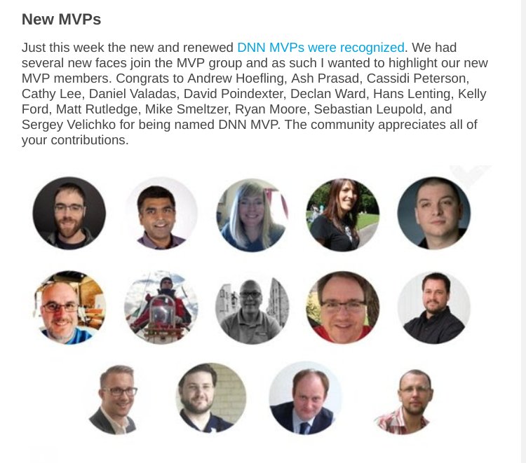 dshiao's tweet photo. Congrats to new DNN MVPs! #DNNCMS https://t.co/e7LEvSFrar