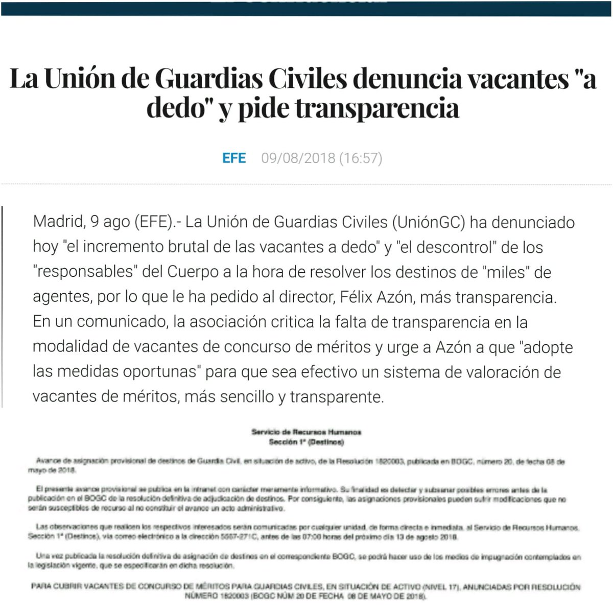 UnionGC's tweet photo. Ayer #UnionGC lo denunció y hoy @guardiacivil publica un avance📄

Con la tecnología 💻 que existe en la actualidad ¿Qué problemas tienen?

Los responsables de la asignación de destinos deben tener más sensibilidad con los Guardias Civiles y sus familias o situaciones personales https://t.co/6PJyoP6A0n