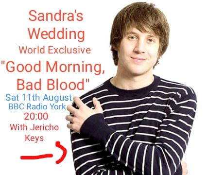 SandrasWedding's tweet image. Exciting news: our new single "Good Morning, Bad Blood" gets its first ever play on the legend that is @JerichoKeys show tomorrow night on @BBCIntroYork - make sure you tune in @BBCYork to hear it. We really hope you'll dig it and we appreciate Jericho giving it a spin!
