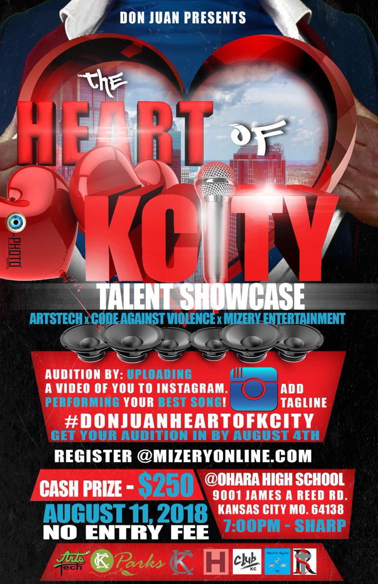ArtsTechKC's tweet photo. Join us tomorrow for our last @MayorsNightsKC #CLUBKC event for the Summer 2018!!! #TalentShow #StRegis Parish Hall, 8941 James A Reed Rd. KCMO. https://t.co/kHeMHy42Q5