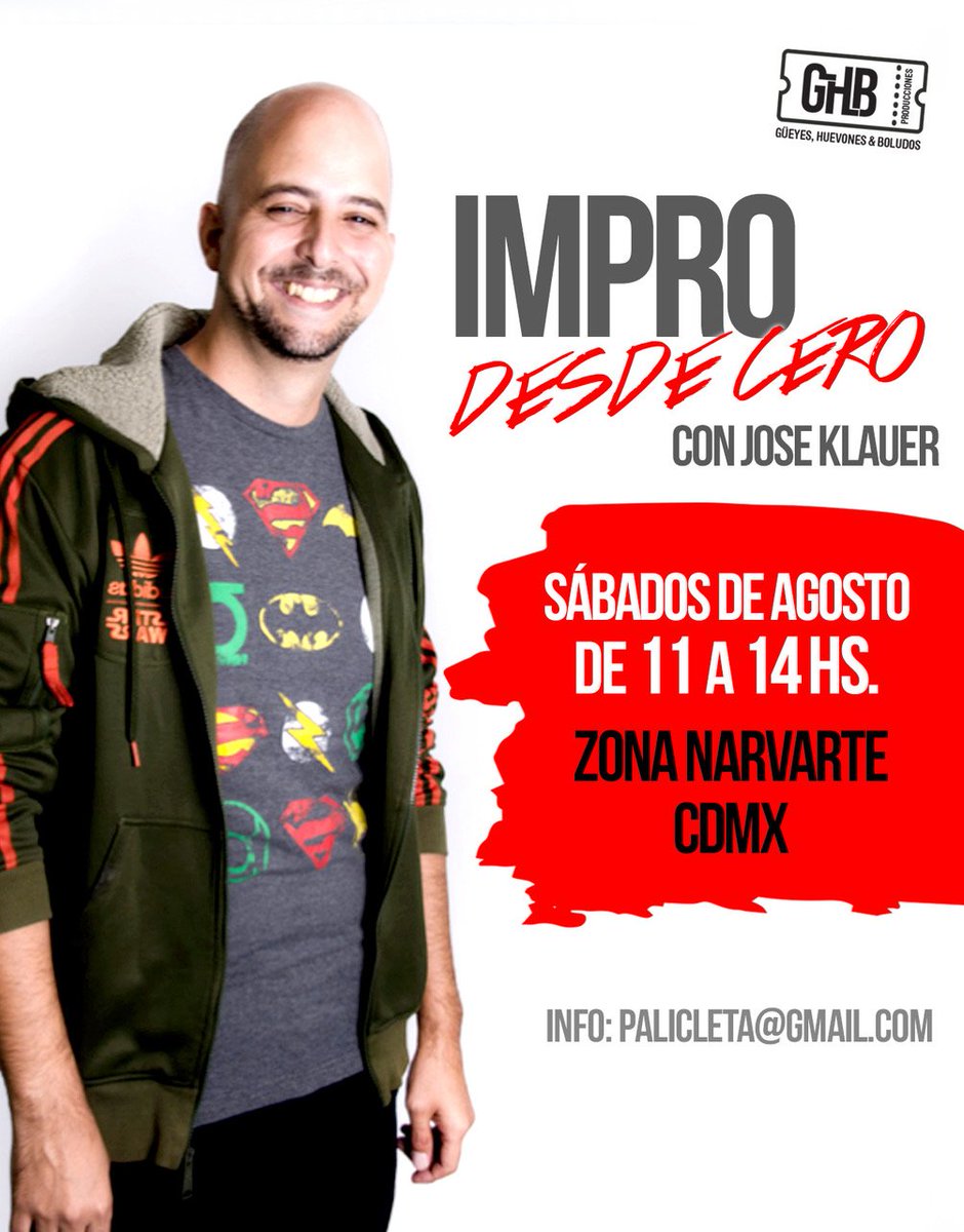 GHBProducciones's tweet photo. ¡Mañana! Todavía te puedes incorporar, no necesitas experiencia previa, sólo muchas ganas de jugar como cuando eras chiquitx. 
#ImproDesdeCero con @JoseKlauer 
RT si te gusta la #impro https://t.co/XNKz4Z7PMH