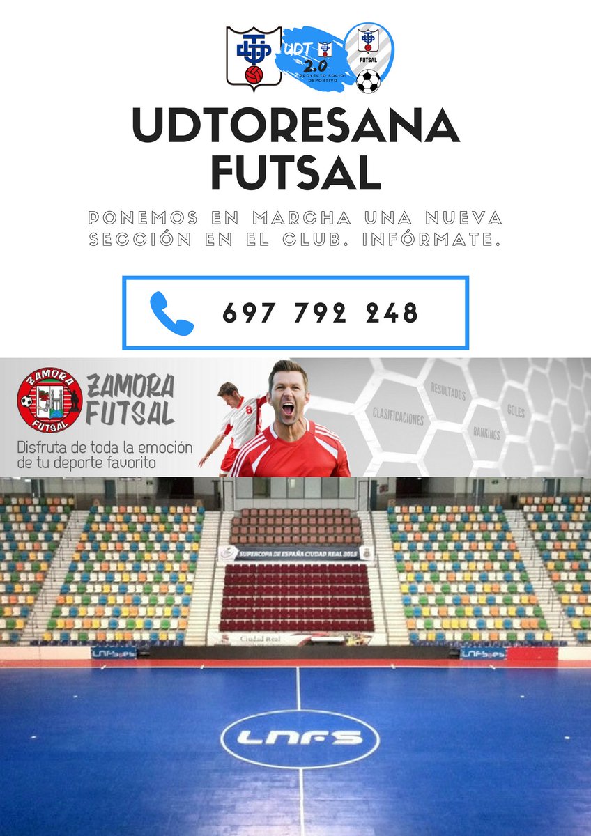 UD_Toresana's tweet photo. NUEVA SECCIÓN |
¿Eres de Toro o alrededores? ¿Te gusta el fútbol sala?
Es tu oportunidad.
Ponemos en marcha #UDTfutsal
¡No esperes e inscríbete!
Toda la Info en la imagen.
#UDT2.0 #SegundaFase #PasoApaso https://t.co/U7uL8mwRAr