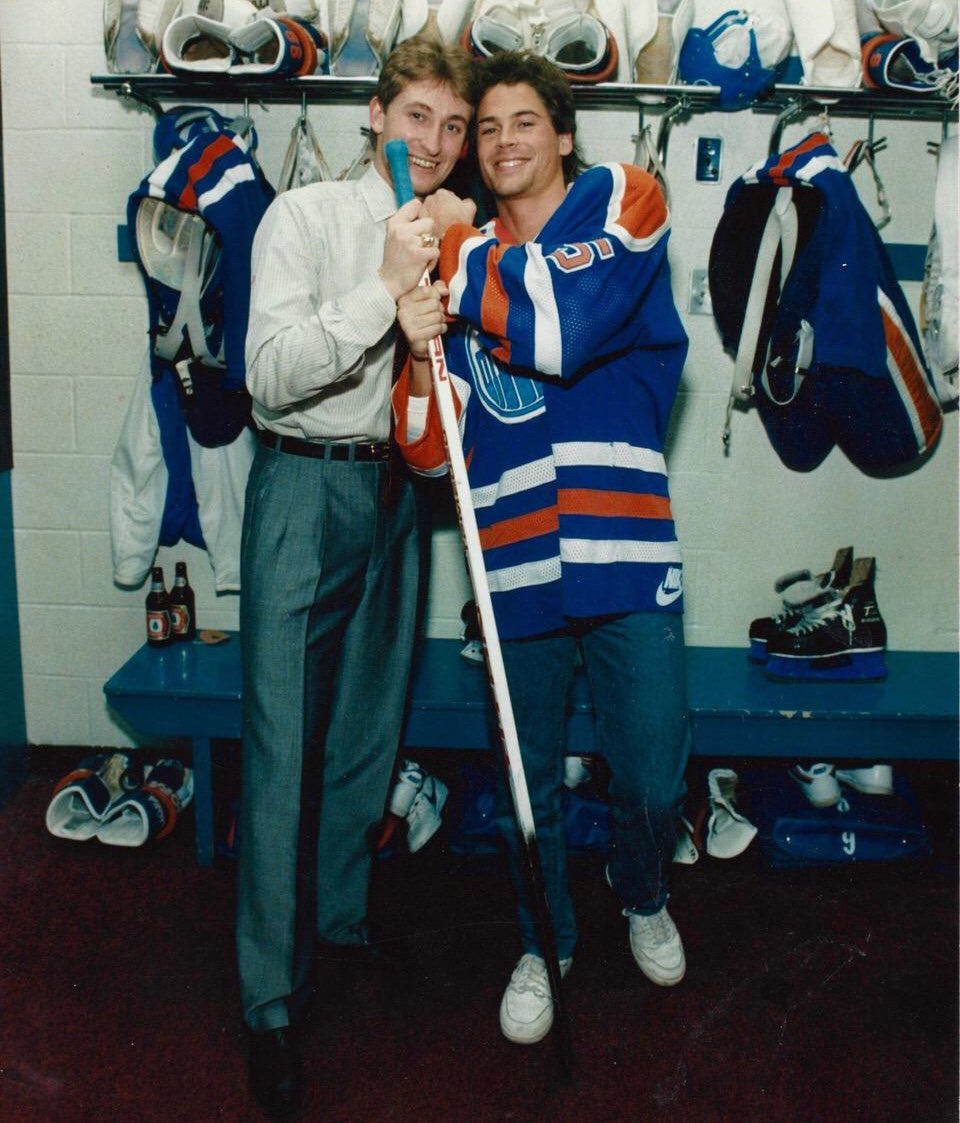 oddsarethemovie's tweet photo. #FlashbackFriday looking back at one of the early works of Odds Are director @pm5309. On the set of Youngblood starring @RobLowe &amp; the late #PatrickSwayze. 2nd pic: Lowe with hockey legend @WayneGretzky 

#OddsAreTheMovie available now everywhere on VOD https://t.co/jB5XlLf5oa https://t.co/29y2xS11h5