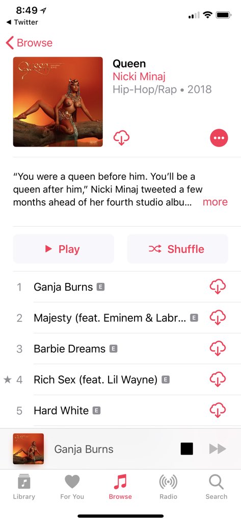 ohsorafa's tweet photo. This fucking album tho the 4 years was worth the damn wait congrats @NICKIMINAJ #queen #queenradio https://t.co/gZ5G7kquar