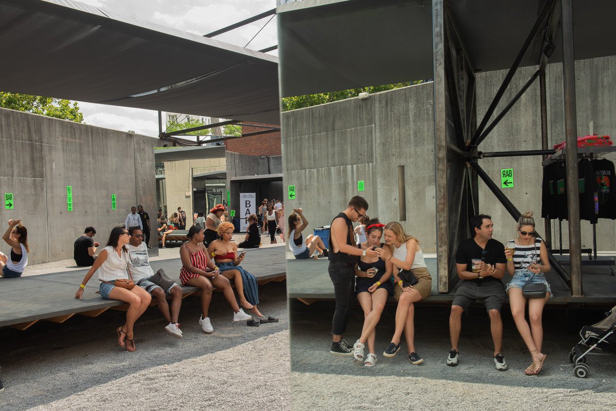 MuseumModernArt's tweet photo. Young Architects Program winners @DreamtheCombine channel the energy of #WarmUp2018, offering seating, shade, and surprising moments of discovery with their installation "Hide & Seek," made possible by #YAP2018 lead supporter @BloombergDotOrg: https://t.co/UQea2DGcb8 https://t.co/7n11XdWGZd