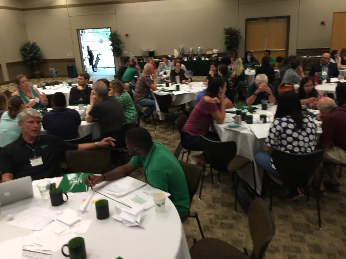 UNTScience's tweet photo. Discussion #2: what roadblocks can we overcome that are currently impeding academic success for our undergrads? What do you think? Join the conversation using #COSWorkshop18! https://t.co/fP7kgI8gkG