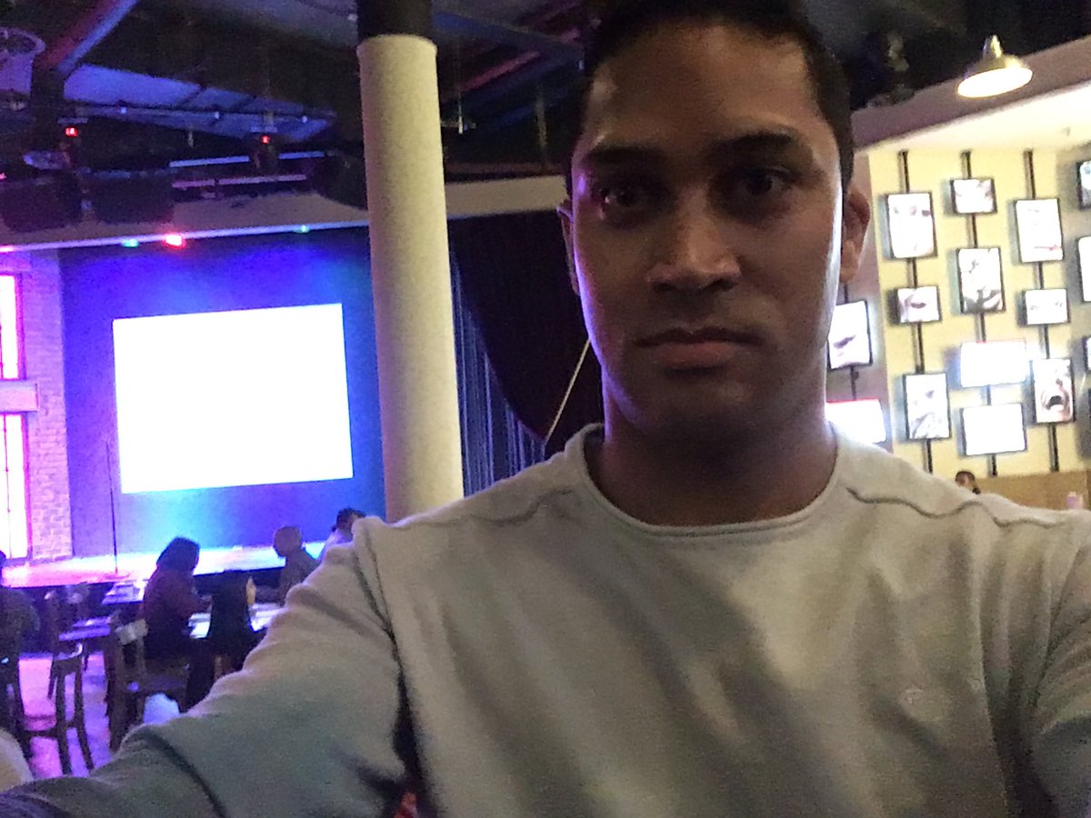 Q_Fax's tweet photo. @HelloJoburgMag Enjoying my prize from the #RoastHappiness competition @TheGoliathCC with @Virathj! Looking forward to an amazing night of lols ๐ https://t.co/FqDhIPJrQC