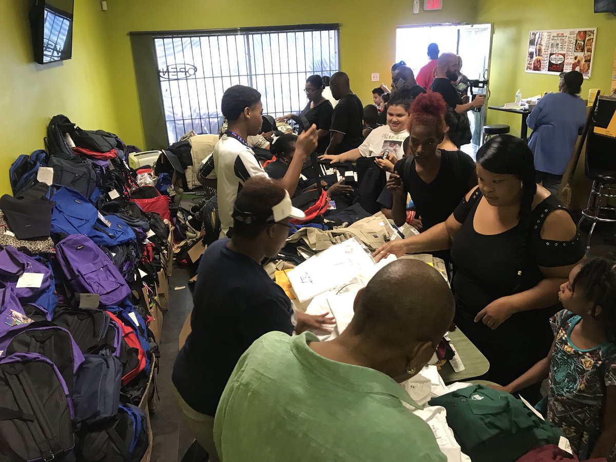 MonicaTVNews's tweet image. Truckers Cafe in South Dallas is giving away thousands of backpacks and uniforms to help registered families in this community get ready to go back to school. It’s a small family owned restaurant, but owner Paulette Woods says it’s her duty to give back.