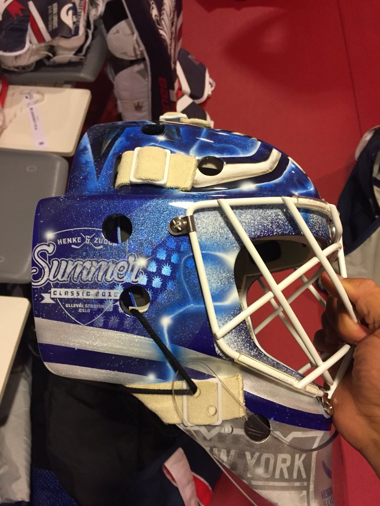 GoalieGearNerd's tweet photo. Some great shots of @HLundqvist30’s custom @BauerHockey setup for the Summer Classic 2018. Hank’s gear features logos from the @HLundqvistFDN. https://t.co/jBRqFus7rs