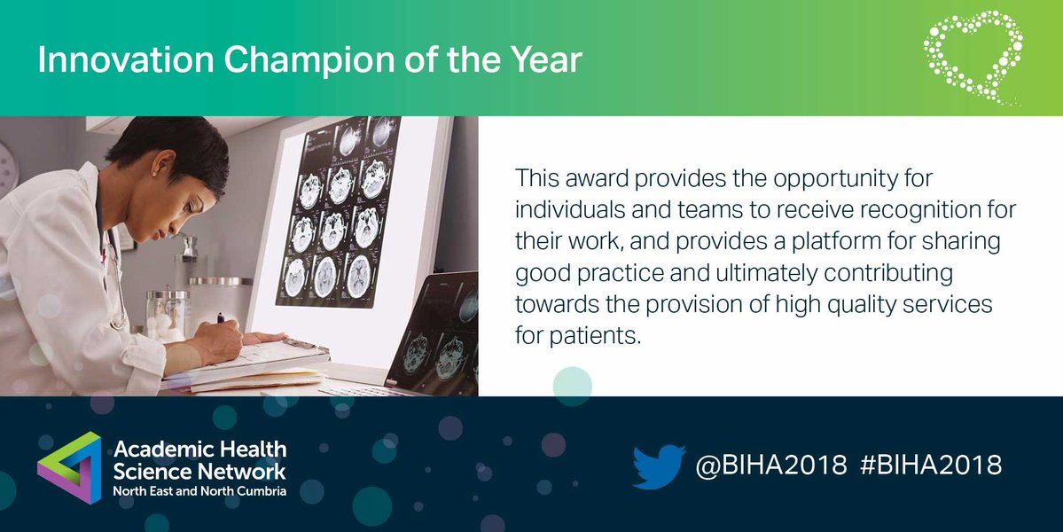 Who is your Innovation Champion of the Year? You can enter an individual or team into this year's Bright Ideas in Health Awards competition to receive recognition for their work. #BIHA2018 #innovation #innovationchampion @AHSN_NENC @BIHA2018
brightideasinhealth.org.uk