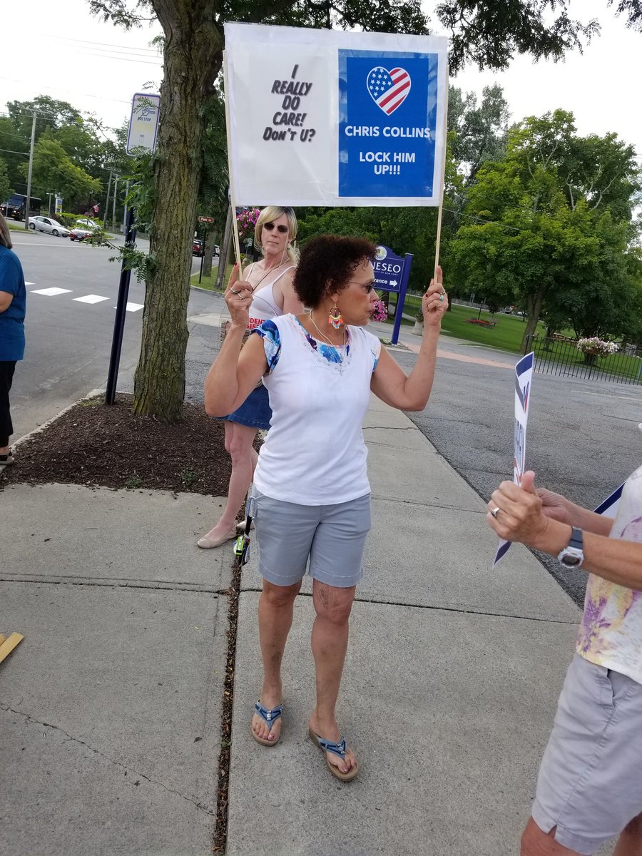 GProgressives's tweet photo. Impromptu rally/protest @RepChrisCollins office. Lots of @Nate_McMurray supporters! Great bunch of people over in #thelc.
#NY27 #NateWillWin #collinsisacrook https://t.co/zsrJJliJ9v