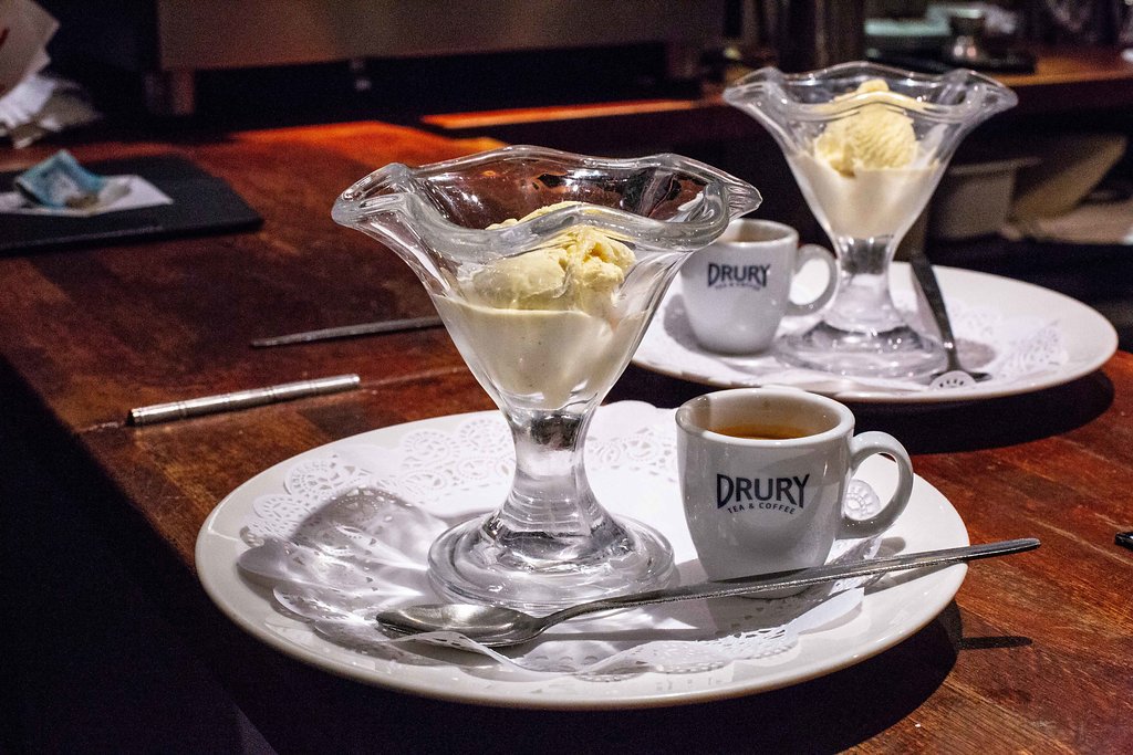 Affogato means 'drowned' in Italian. The finest vanilla gelato drowned in strong Italian espresso. The perfect way to finish a good meal.