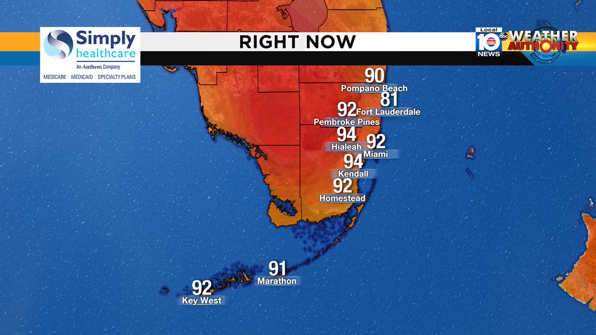 It's 2PM, here are south Florida's current temperatures. #BROWARD #MIAMIDADE #FLKEYS Presented by Simply Healthcare https://t.co/33DQTLPTZR