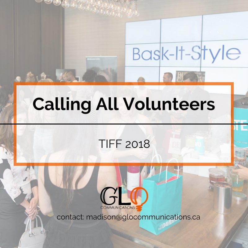 GLO_Comm's tweet image. With TIFF just around the corner, we’re looking for enthusiastic individuals to help us with our 10th Annual Bask-It-Style media event! If you love PR and are available Aug 30, 31 or Sept 5 then email GLO at madison@glocommunications.ca and tell us about yourself! 🧡 #torontopr