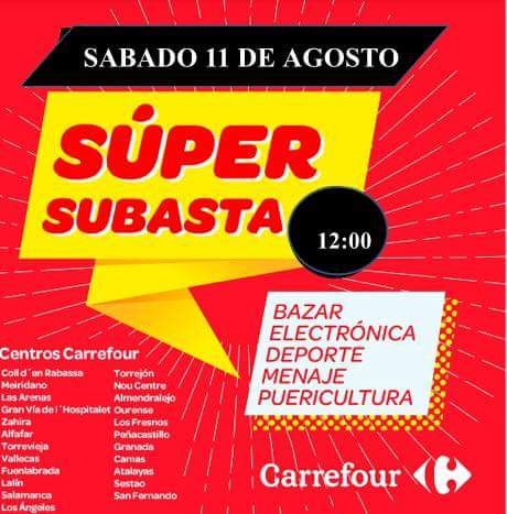 MacarroJesus's tweet photo. Mañana no será una subasta cualquiera... Será la #SuperSubasta de @CarrefourES #CarrefourCamas #Camas #Sevilla 
Tablets , televisores, réflex, consolas...
Yo soy tú y no me la pierdo.
12.00h Sábado 11 agosto https://t.co/64q6Bpc8j3