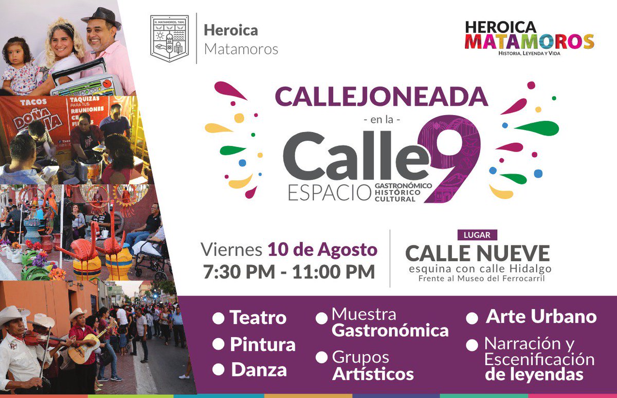 No olviden que como cada viernes, hoy tenemos nuestra callejoneada en la calle 9. ¡Los esperamos para disfrutar juntos de nuestra cultura! #JuntosHacemosHeroicaMatamoros