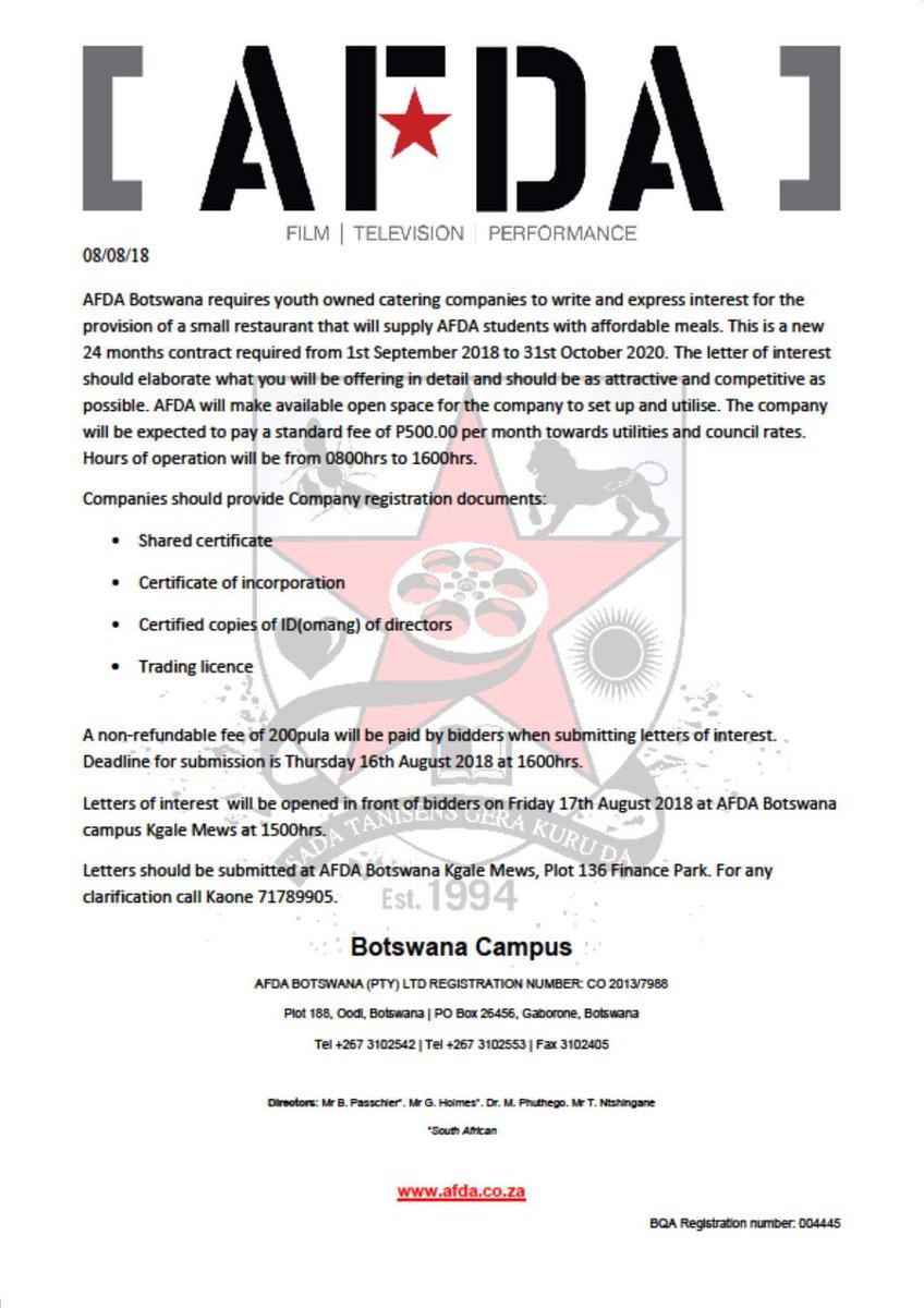 The campus has moved to Gaborone and we need to be fed. Please RT my next meal might come from your timeline