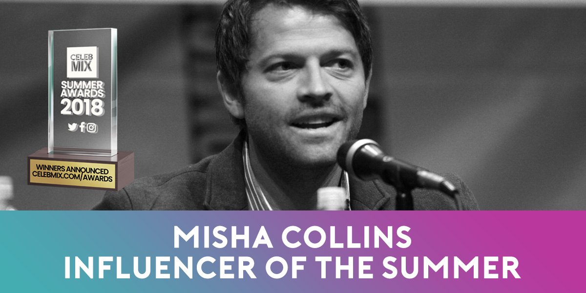 CelebMix's tweet photo. You did it, guys! You voted @mishacollins our Influencer of the Summer. https://t.co/G9k27LyHDP https://t.co/g6xpQR3Uhi