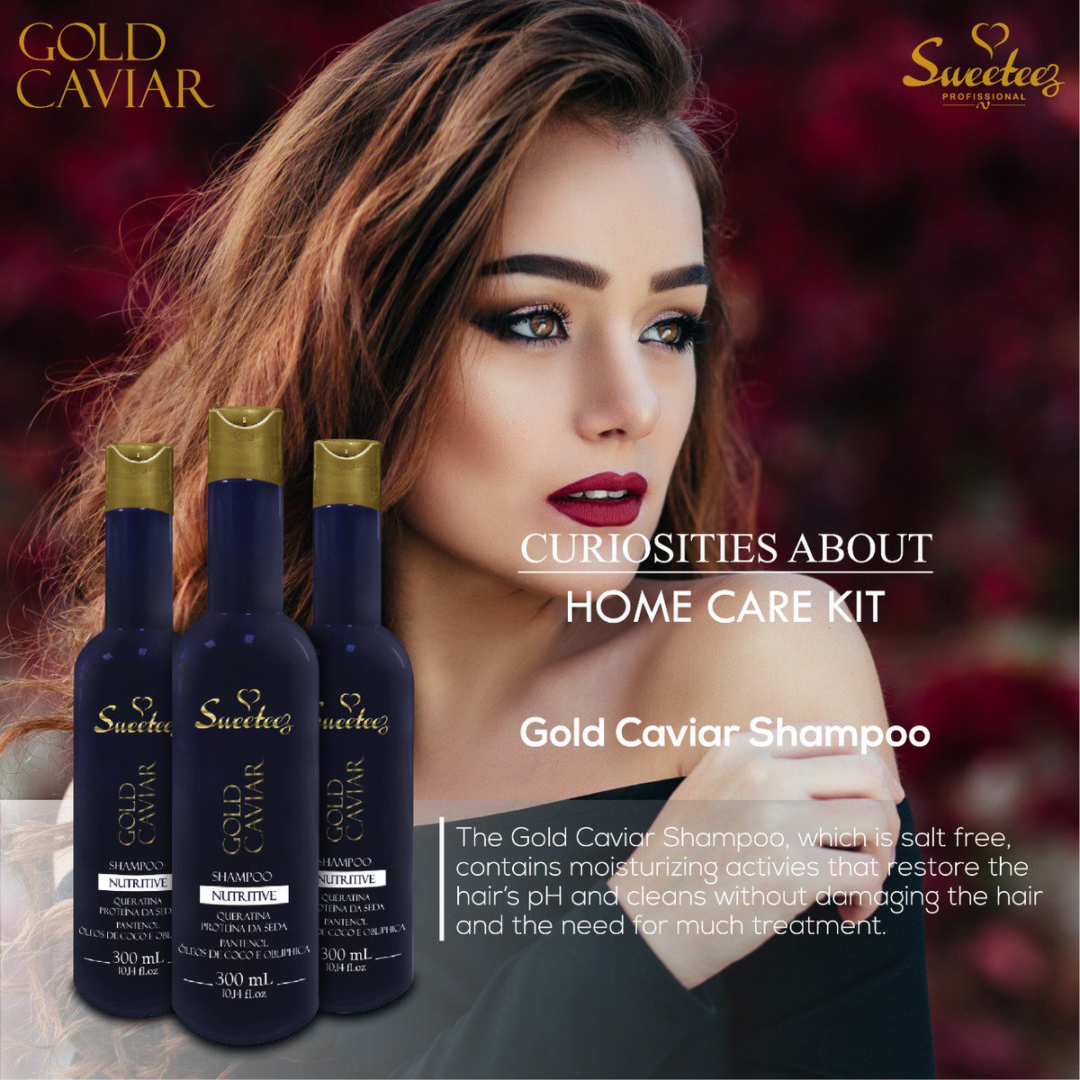 SweeteezPro's tweet image. GOLD CAVIAR home care Shampoo is the best way to keep you hair clean and healthy👑, for more informations about our products drop us a message. #SweeteezProfissional #Sweeteez #GoldCaviar #HairDryer #Export #HairProduct #Beauti fulHair #HomeCare #HairProtein #StraightHair