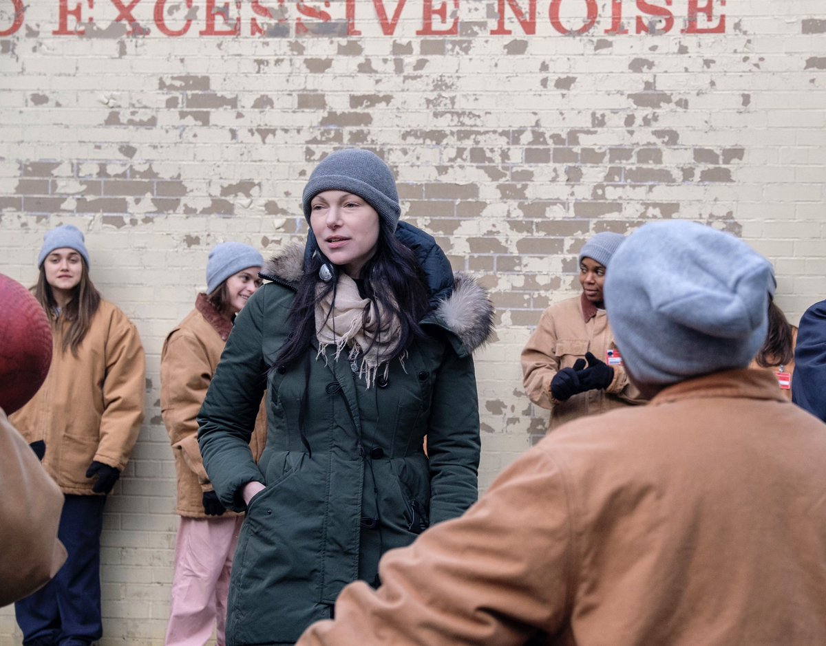 Directing the final kickball scene of #OITNB episode 11. A brisk winter day, but everyone did such a great job! Fun lil’ stunt we got to do, too… #FemaleFilmmakerFriday