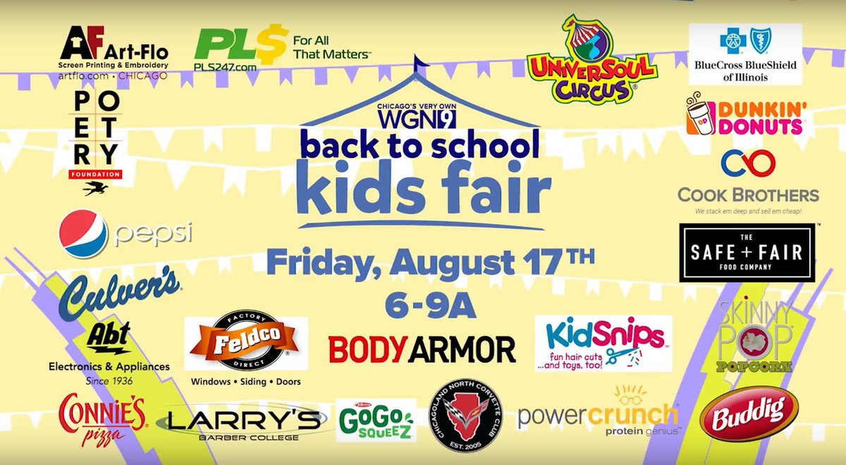 The 17th Annual <a href="/WGNNews/">WGN TV News</a> Back-to-School Kids Fair will be held on Friday, August 17th from 6a-9a at 2501 W. Bradley Pl., Chicago. 

Staff from <a href="/LarrysBarberCol/">LarrysBarberCollege</a>, owned by #BFMGClient <a href="/larryroberts_jr/">Dr. Larry E. Roberts Jr.</a>, will be on-site offering free haircuts during the event. youtu.be/TOCBlvdDZXg