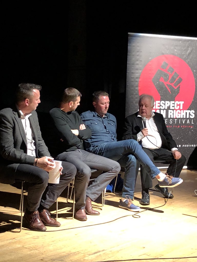 Respectfilmfest's tweet photo. #RespectFilmFest are delighted to welcome film Directors Jim Sheridan, Brendan Ogle and Dean Scurry for a Q&A with festival director @sean_murray1 @FeileBelfast https://t.co/6xZJagkx7Z
