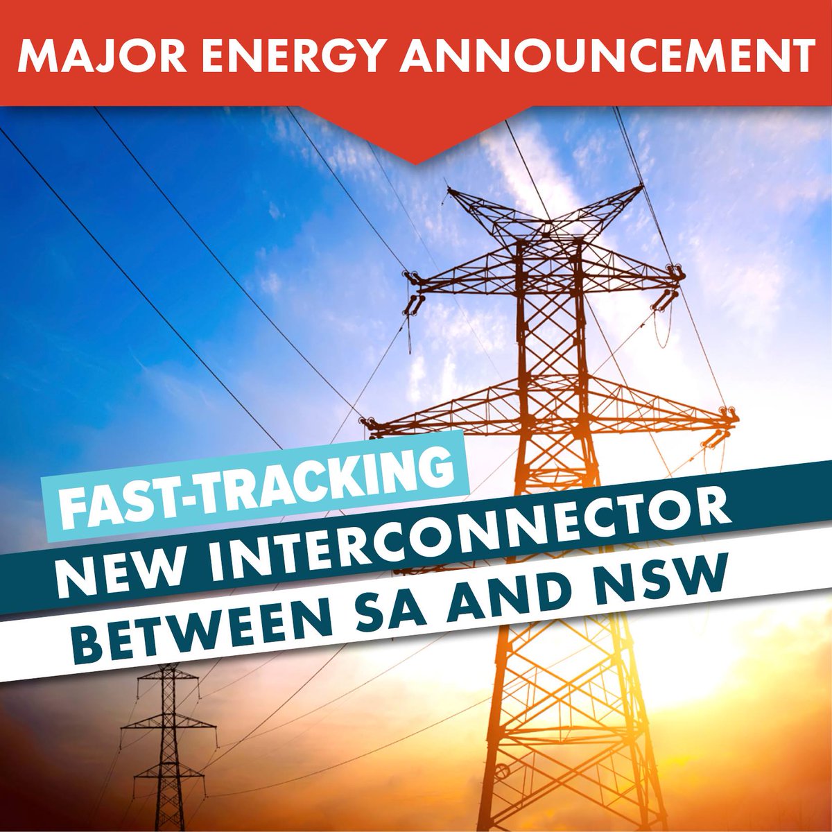 BREAKING: The SA Government will invest $14m to bring forward the construction of an interconnector between SA &amp; NSW to deliver cheaper, more reliable electricity to the people of #SouthAustralia #RealChange