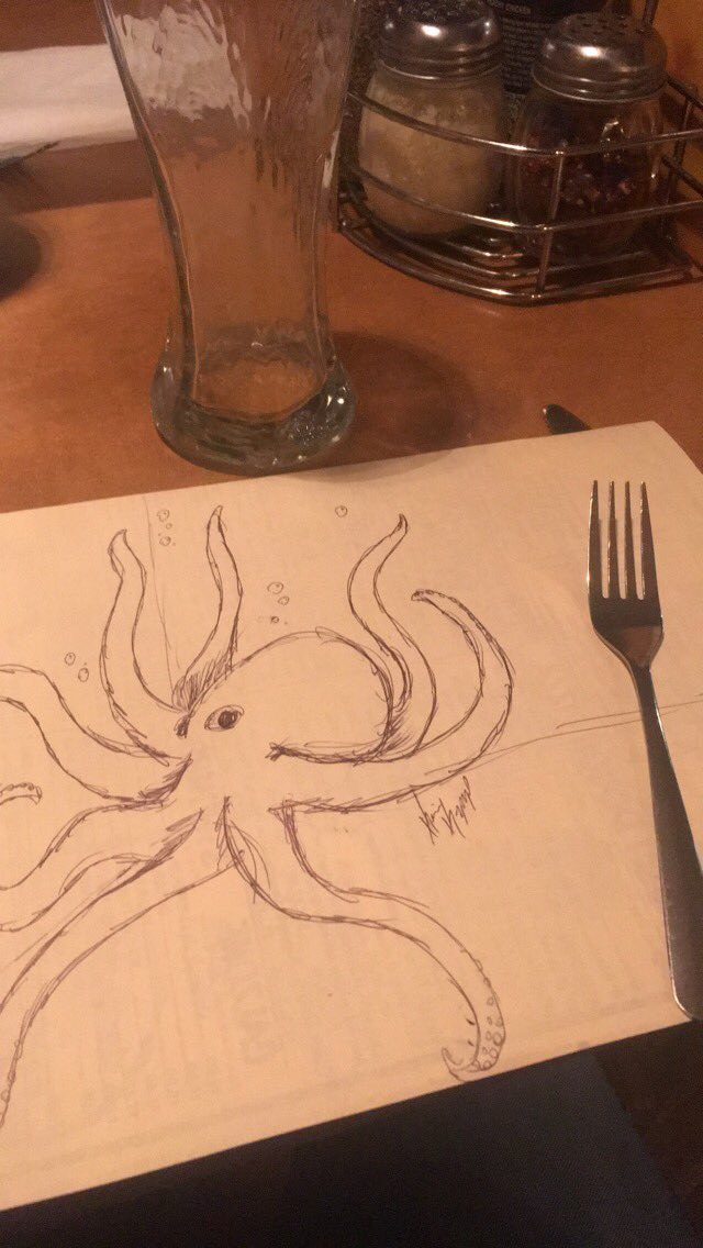 RealKipPaige's tweet image. Restaurant Art 
#menuart #restaurantart #octopus #sketch #drawing #InnerCirclePizza