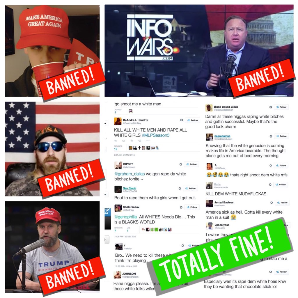 emerson_chris's tweet image. Wow. So Big Tech has now banned 4 “edgy” people who played a HUGE role in helping @realDonaldTrump get elected: 

* Milo
* Baked Alaska
* Alex Jones
* Gavin McInnes

... but COMPLETE silence about #VerifiedHate all over @Twitter etc. 

#RegulateBigTech #FreeSpeech #Censorship