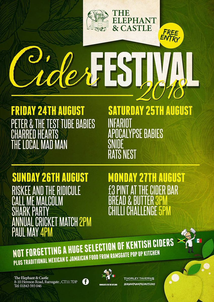 RiskeeRidicule's tweet photo. Our next show is #Ramsgate #cider #festival at The Elephant &amp; Castle. One of our only #Kent shows this year and it’s free entry. Come and get drunk with us. https://t.co/qbyNJZ6NCj