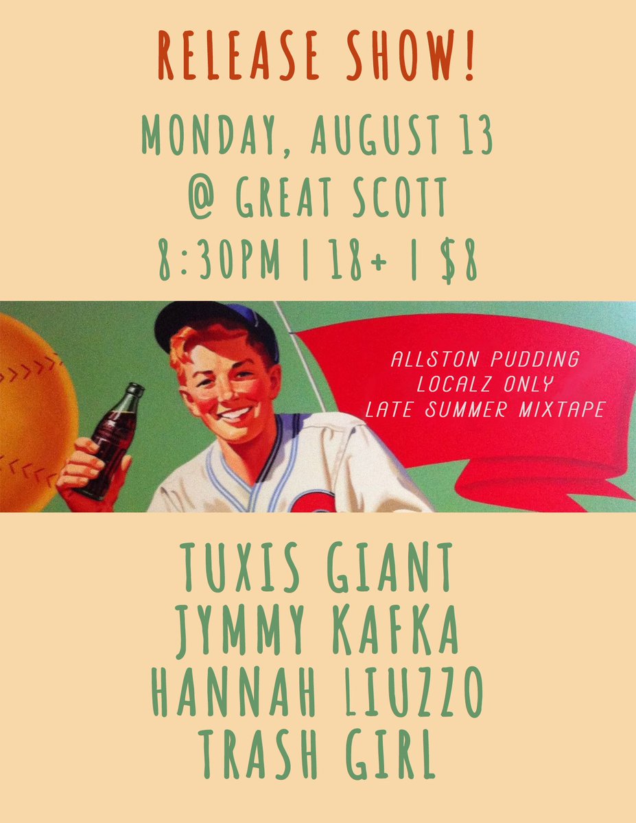 AllstonPudding's tweet photo. We’ve got a new #LocalzOnly mixtape for you to get you through August feat. Latrell James, Anjimile, Lilith, Leopard Print Taser and MORE! Plus we’re celebrating the release Monday at Great Scott! https://t.co/AlgIlLvWwN https://t.co/l9P3DS78yW