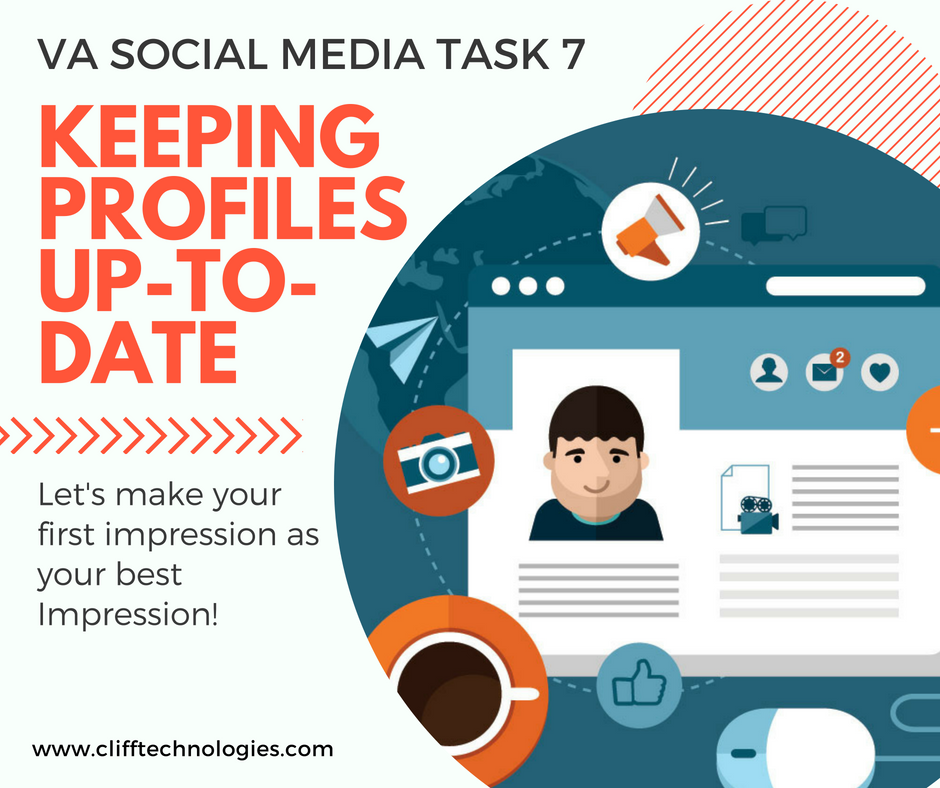 CliffTechno's tweet photo. VA Social Media Task 7: Keeping profiles Up-To-Date- Let's make your first impression as your best impression! 

#socialmedia #socialmediamanager #socialmediahelp #virtualassistant #virtualassistants #virtualassistantservice #virtualassistantforhire #HireaVA #clifftechnologies https://t.co/tT1qa5bflD