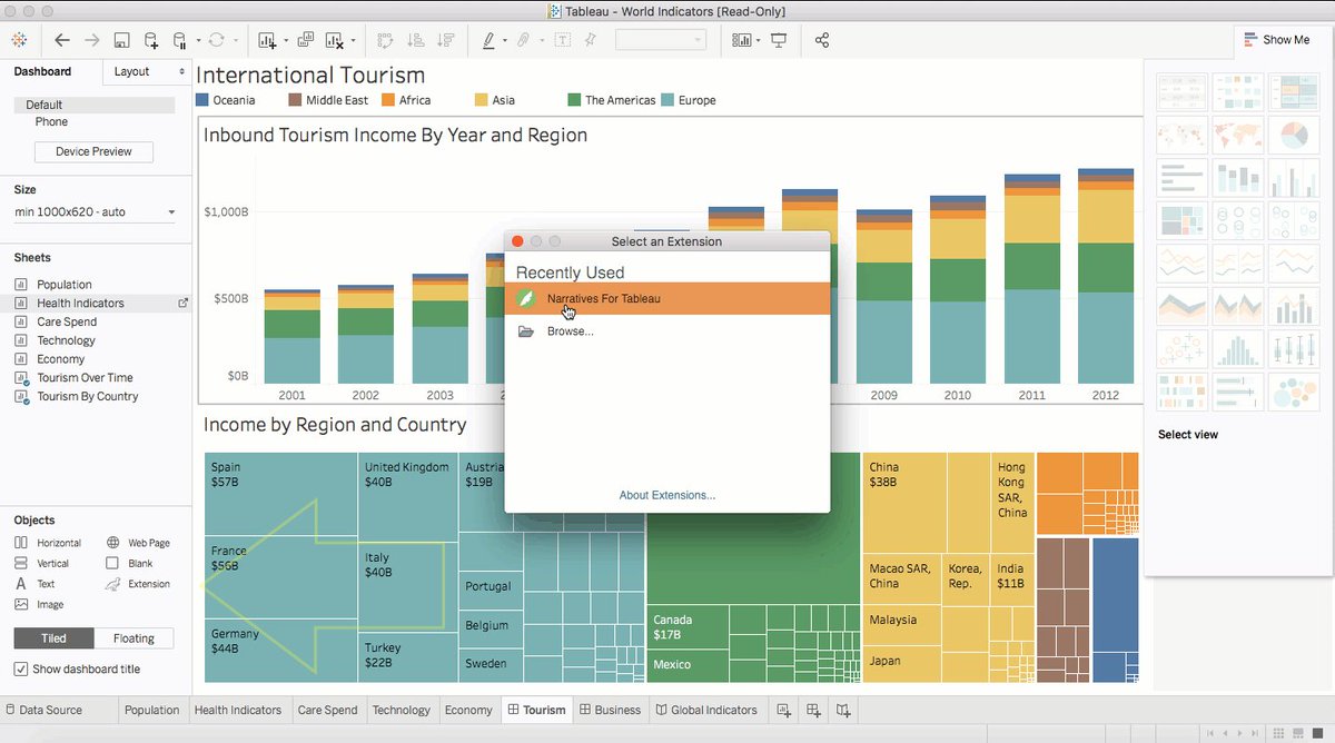 tableau's tweet image. This week, @narrativesci introduced the Narratives for Tableau Extension—a new extension built with our Extension API! Learn how it provides #NaturalLanguageGeneration capabilities for dashboards: tabsoft.co/2vLtc3Q