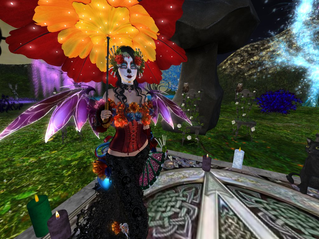 LadyGwendolynn's tweet photo. @Ibelongtovicky The looks aren't bad and I used some of the accessories to create my own look (First pic is my avi in-world). #SecondLife #deviousMind #DayoftheDead #BookofLife https://t.co/XqYPAE6lFj