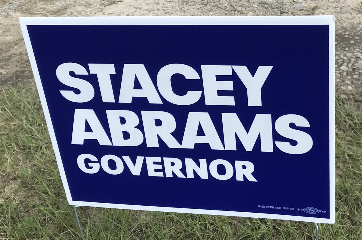 SoutheastNative's tweet photo. Just posted my @staceyabrams yard sign! There’s not much traffic in this part of Brooklet, GA, but at least my neighbors know #ImWithStacy. 
#TeamAbrams https://t.co/diBFd1PeJj