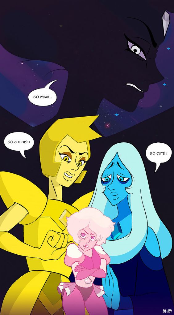 "oh my little pink. dont listen to the other diamonds."

Blue rubbed Pink´s head as she was smiling

"you will always be my ltltle pink"