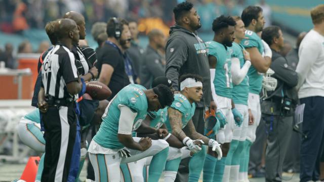 thehill's tweet photo. NFL players renew protest, kneel during national anthem before first preseason game https://t.co/ElcIkxb7br https://t.co/hF9cmP6TfX