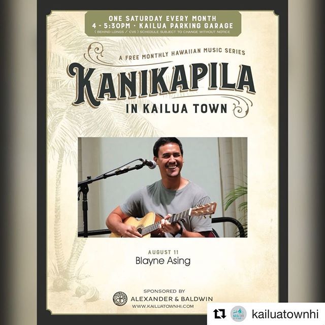 #Repost <a href="/kailuatownhi/">Kailua Town</a>: Kanikapila in Kailua Town features Blayne Asing this Saturday, August 11th, 2018 from 4:00pm to 5:30pm! #kanikapila #kailuatown #livemusic <a href="/blayneasing/">Blayne Asing</a> ift.tt/2w1QdzI