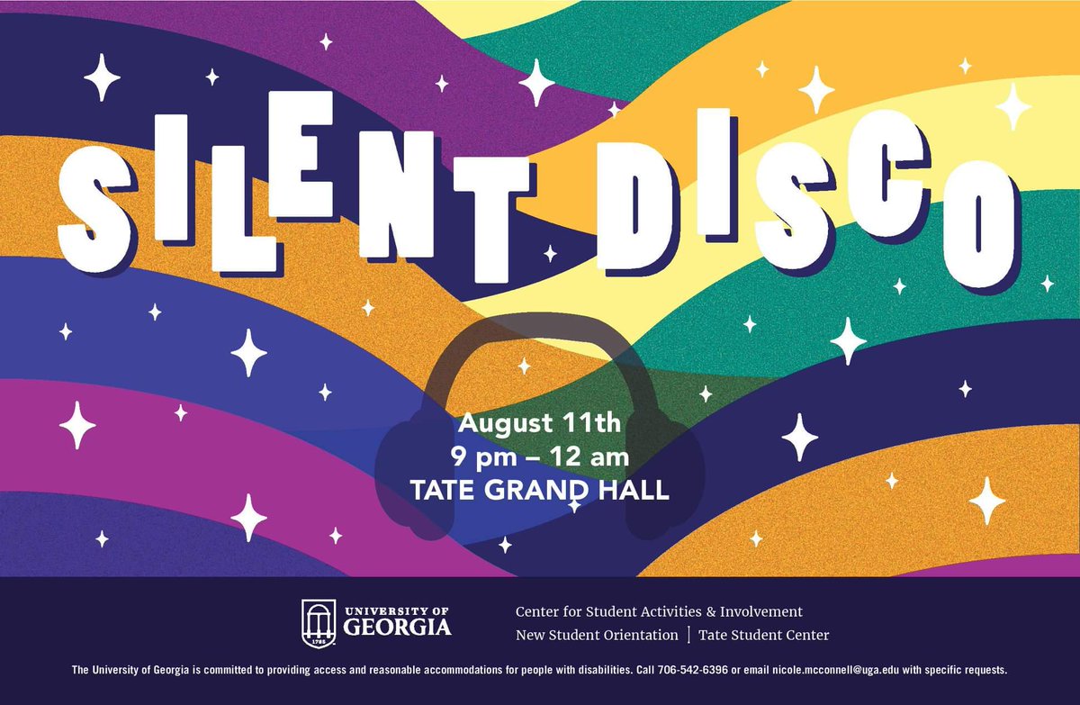 doitsoberUGA's tweet photo. Don’t forget Welcome Week continues with the hypnotist tonight and Silent Disco tomorrow! #UGA22 https://t.co/b53SlI094h
