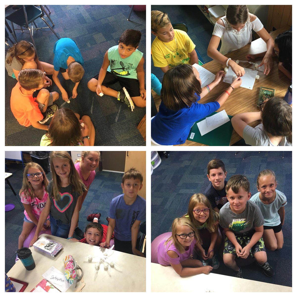 Team challenge to balance plastic knives on marshmallows.  We went from “this is impossible” to each team coming up with their own solution! @BSEhseIN #firstdaysofschool #teambuilding4thgrade #acceptancejourney