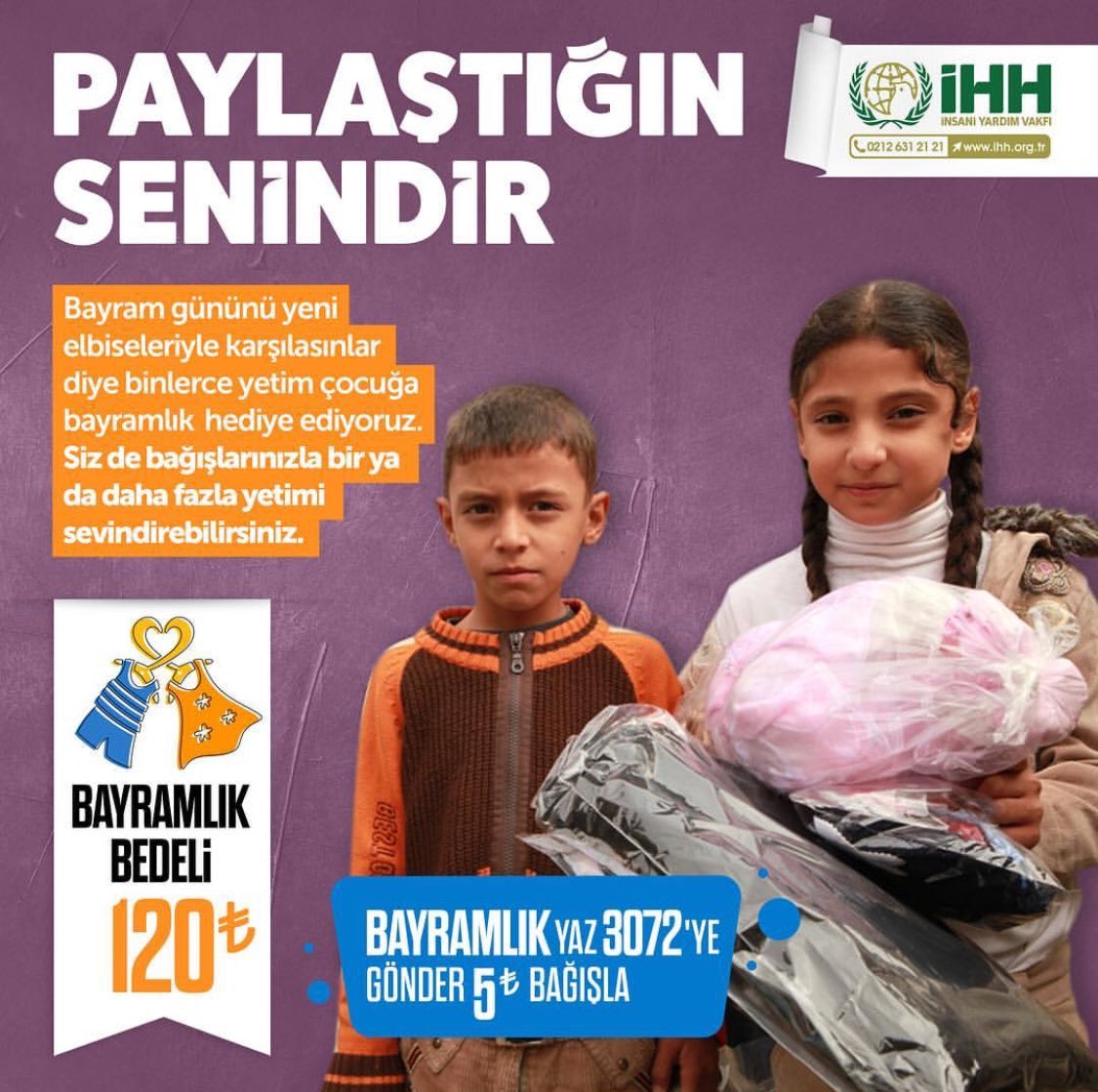 Paylaştığın senin. Yetimler bize Allahın emaneti.