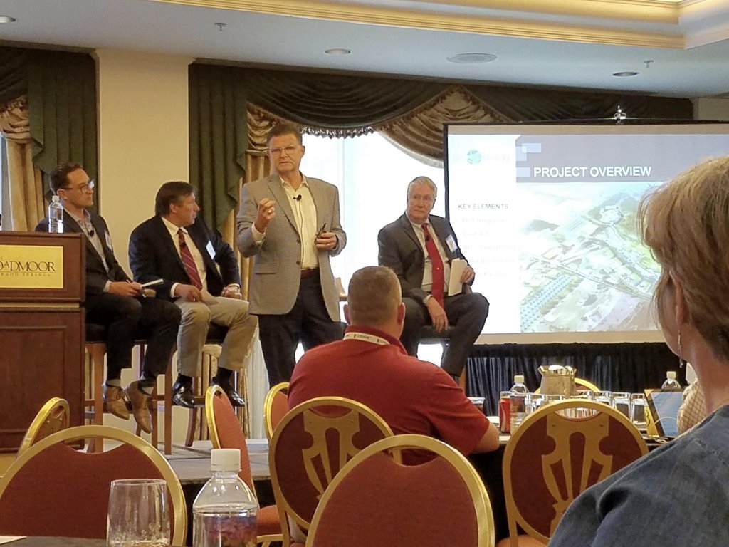 InnovPointe's tweet photo. The iEcosphere Campus in Stillwater, OK is being developed as a #microgrid and exemplifies how places will be built using #batterystorage and #renewables in the future! @DavidSwankCEO shared the vision this week with cooperatives at @CoBank's Energy &amp; Water Executive Forum. https://t.co/gjWsYwOzax