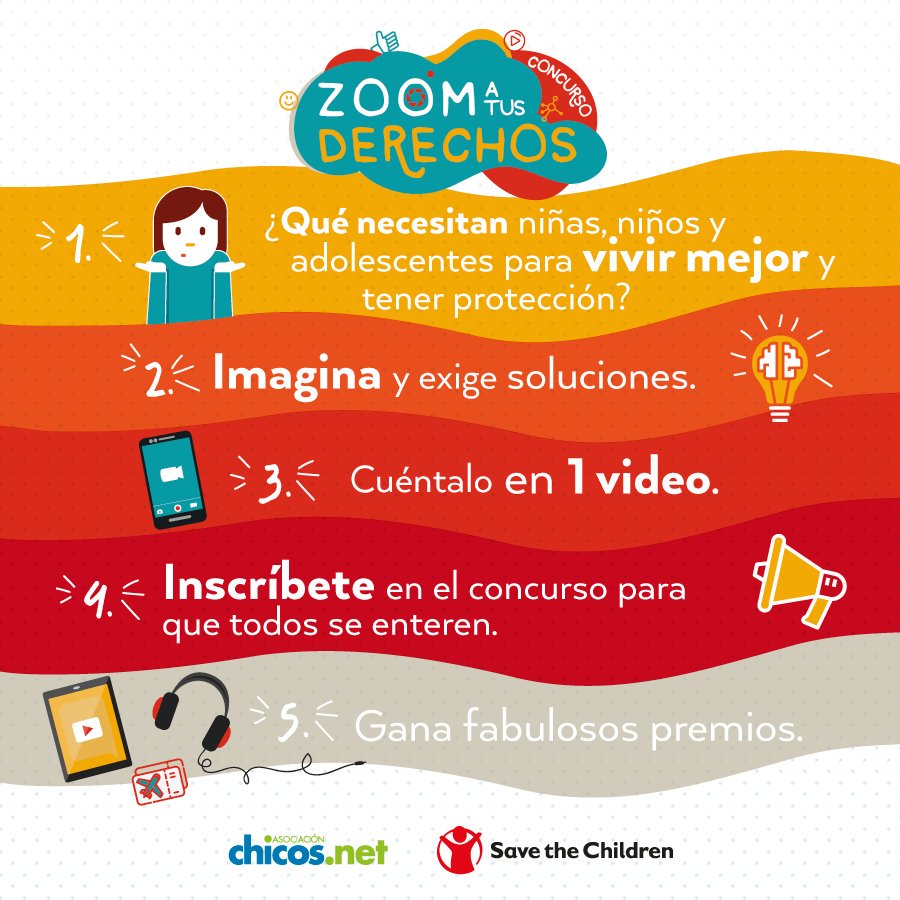 SaveChildrenMx's tweet photo. ¡Si eres menor de 18 años, quieres promover los derechos de los niño/as y te gusta hacer videos, esta es tu oportunidad para ganar grandes premios! 🏆✈️🎧
Participa del concurso "Un zoom a tus derechos". Entérate más en https://t.co/xx4Go694HS  #ConcursoZoomDerechos https://t.co/EDZQoyYhDu