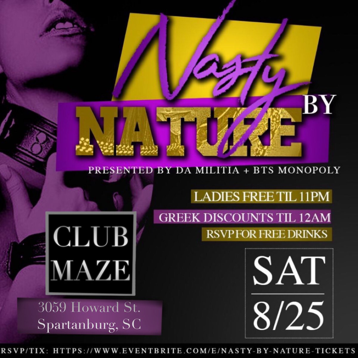 mogulmarz's tweet photo. THE OFFICIAL Upstate FINALE of #FirstWeek2k18 😈
“Nasty By Nature” 👅 Music by: Dj Sweatt 🎤
Ladies free before 11 ‼️‼️ Greek Discount ALL NIGHT! 
Club Maze on 3059 Howard St. Spartanburg, SC https://t.co/jEda1p7elh
