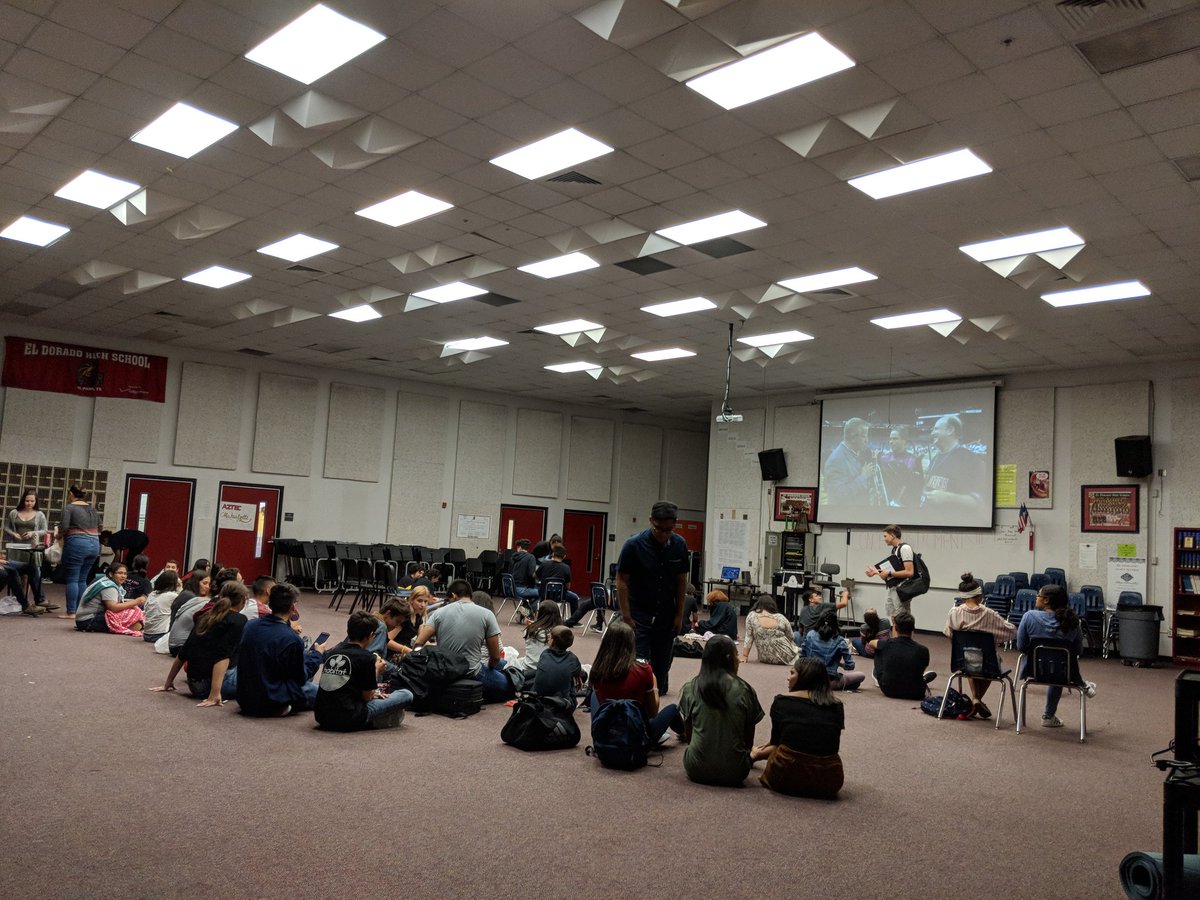 acconduct6354's tweet photo. El Dorado Aztec Band watching a Live Stream of DCI Semi-Finals #AztecBand #ShapingPhrases https://t.co/C6IUkoCmZR