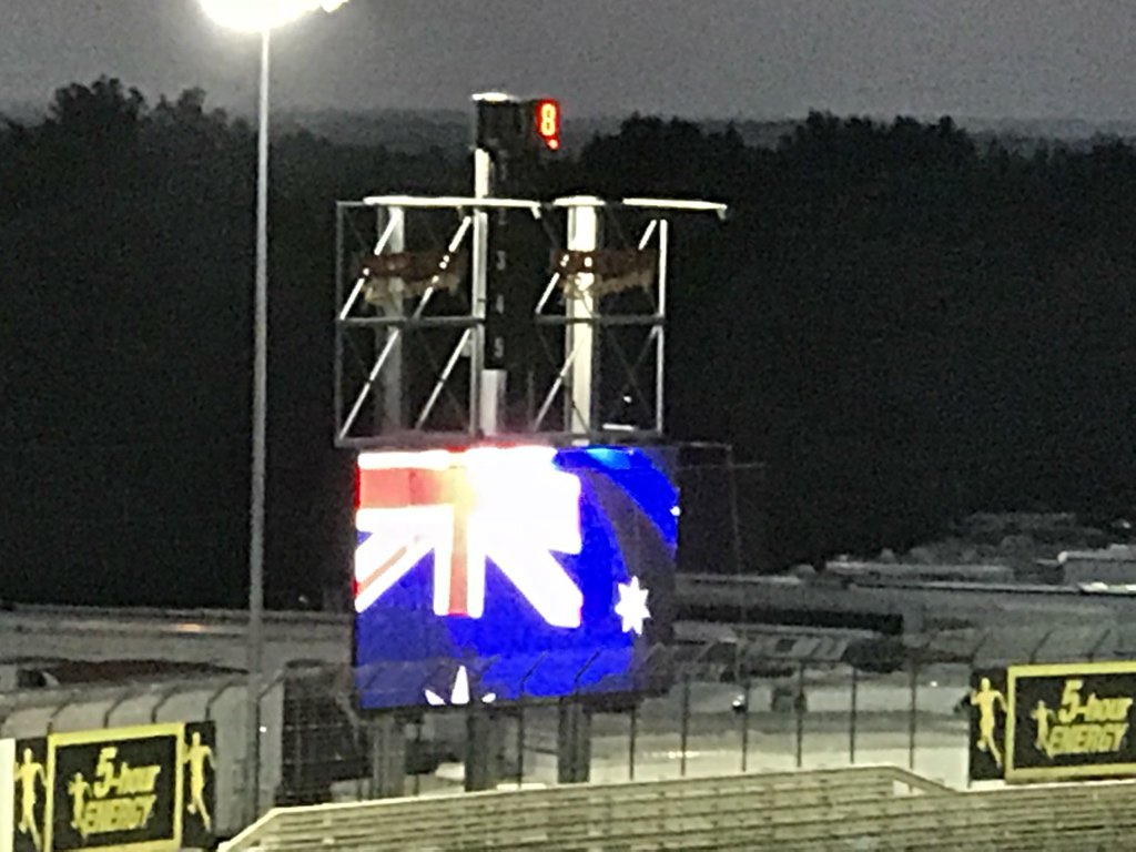 jeff_gluck's tweet image. They’re doing three anthems tonight at Knoxville: USA, Canada and…Australia. Even put the Australia flag on the scoreboard. There are a surprising (to me) amount of Australians here…have heard lots of Aussie accents. Sprint car racing must be pretty big there.