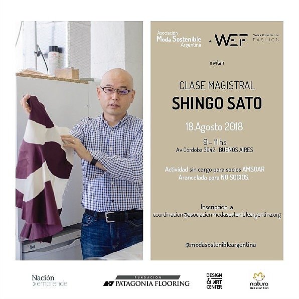 ✨ Clase Magistral de Shingo Sato✨  @modasostenibleargentina invitamos junto a <a href="/workef/">workef</a> a participar de la Clase Magistral que Shingo Sato dará el Sábado 18 en @patagoniaflooring 
Maestro en la original técnica con zero waste
coordinacion@asociacionmodasostenibleargentina.org