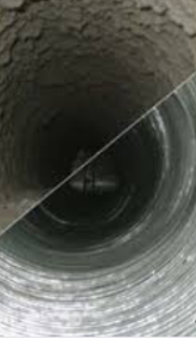 Dryer duct before and after cleaning