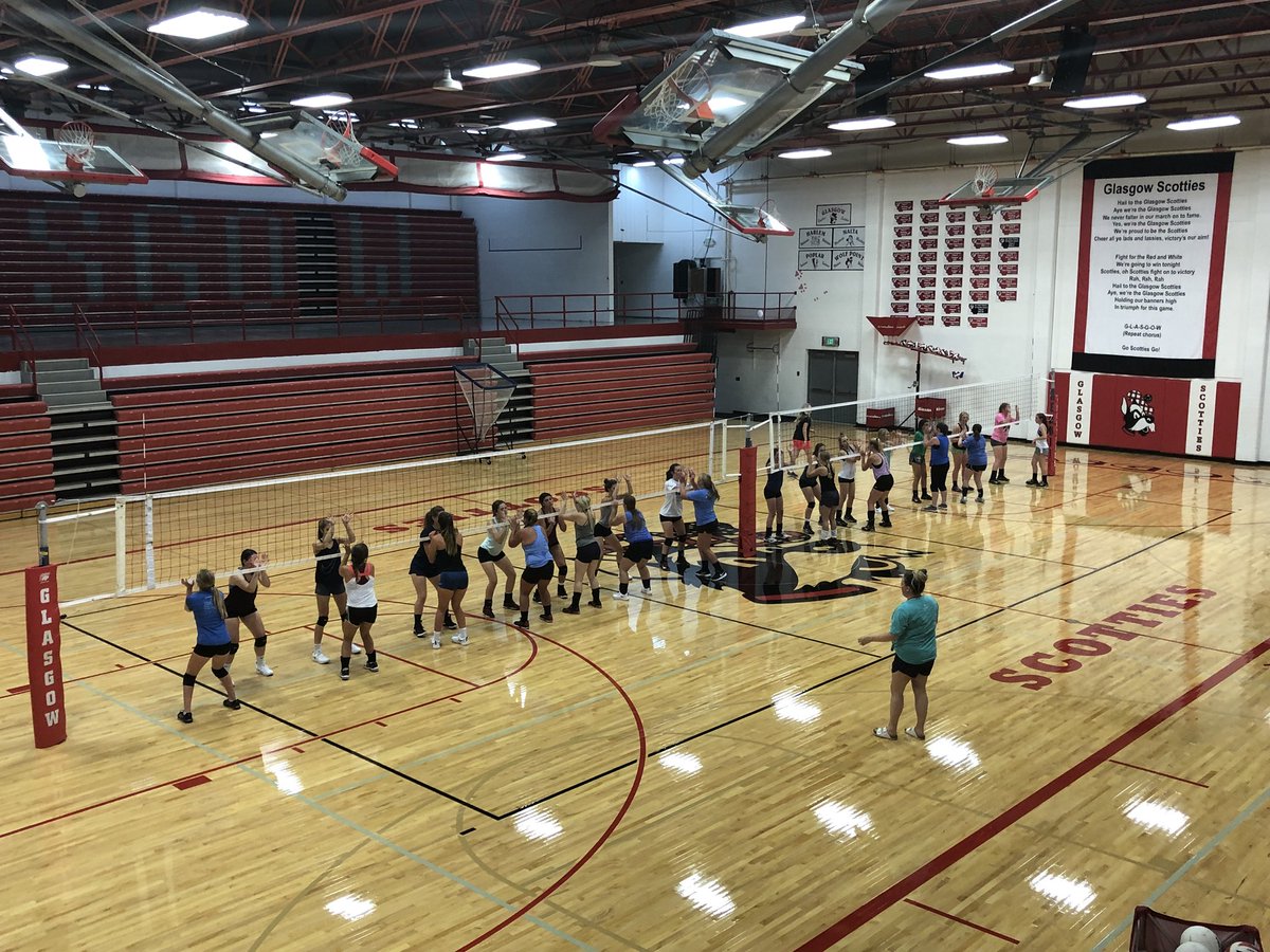 GHSscotties's tweet image. 1st day of fall camp for the Scottie Volleyball team!  Now under the direction of Coach Hoerster.  34 ladies out for the sport and practicing on a sparkling refinished floor. #Kills4Days #HighExpectations